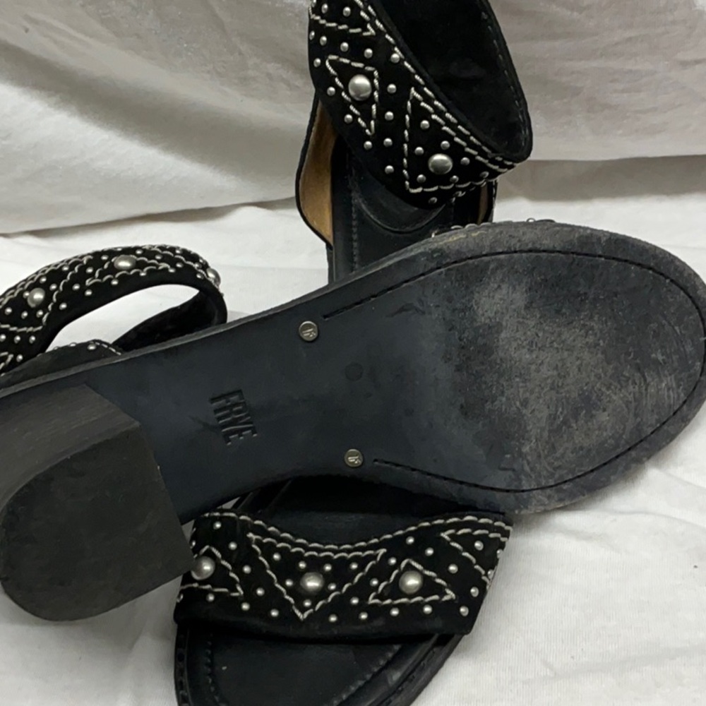 Frye Black Heeled Sandals with Crystal Embellishments - Picture 10 of 10